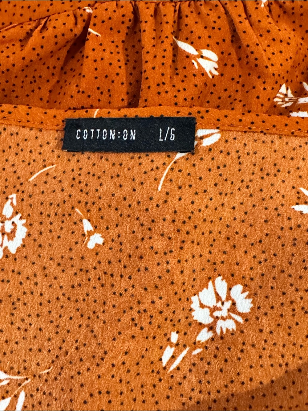Cotton On Rust Orange Floral Midi Dress Lightweight Cottagecore Coastal Beach L - Picture 5 of 9